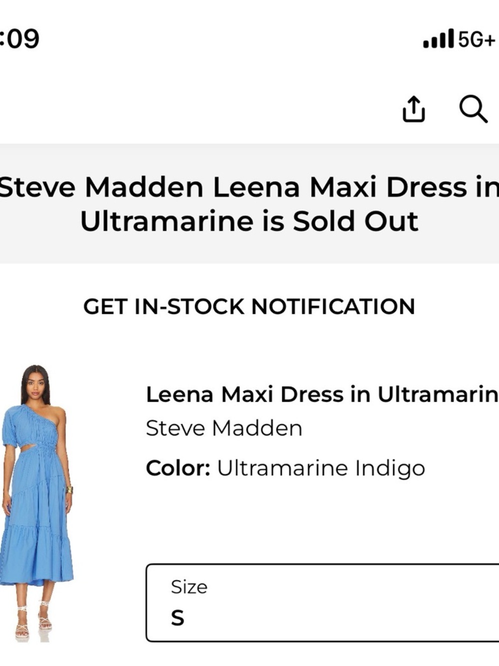 Steve Madden One-Shoulder Maxi Dress in Ultramarine Indigo